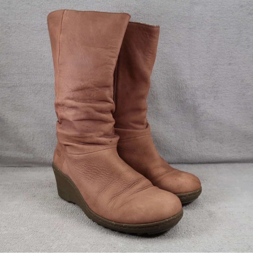 Keen Shoes Womens 8.5 Akita Boots Leather Wedge Slouch Chelsea Pull On Round Toe